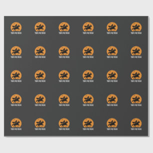 Papel De Presente Trick or Treat Bruxa Unicórnio Design de Halloween