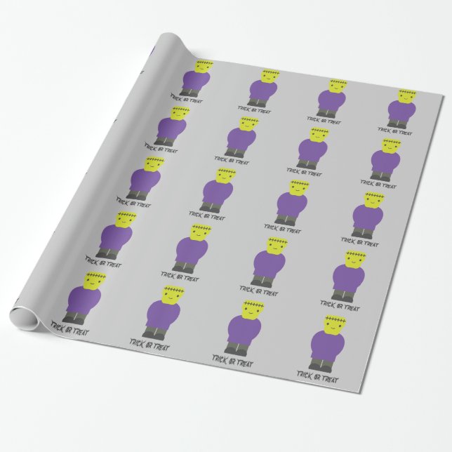 Papel De Presente Trick or Treat- Frankenstein Bonito (Desenrolado)