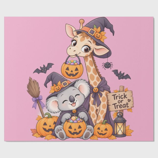 Papel De Presente Trick or Treat Funny Halloween Design (Aberto)