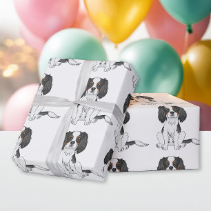 Papel De Presente Tricolor Cavalier King Charles Spaniel Dog Pattern