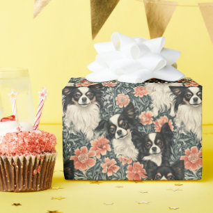 Papel De Presente Tricolor Chihuahuas William Morris Style Floral