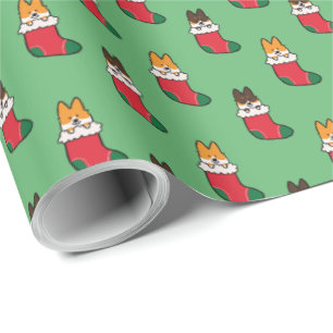 Papel De Presente Tricolor + Corgi vermelho que armazena o mini