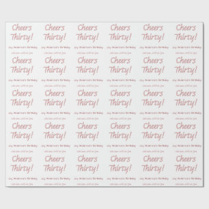 Papel De Presente trinta saudações rosa maron nome moderno simp aniv