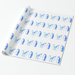 Papel De Presente Trio azul do pinguim