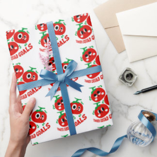 Papel De Presente Trio Divertido Desenhado à Mão de Rostos de Tomate