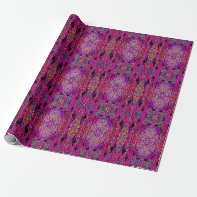 Papel De Presente Trippy Abstrato Rainbow Oriental Lily Flowers (Desenrolado)