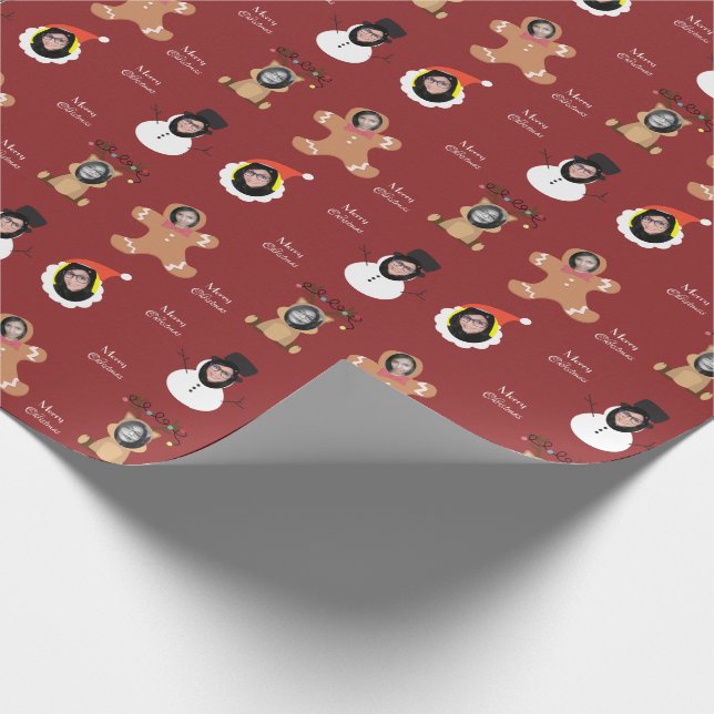 Papel De Presente Tripulação de Natal 4 Foto Personalizada Engraçada (Ponta)