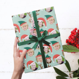 Papel De Presente Tripulação de Natal Personalizada com Seis Fotogra