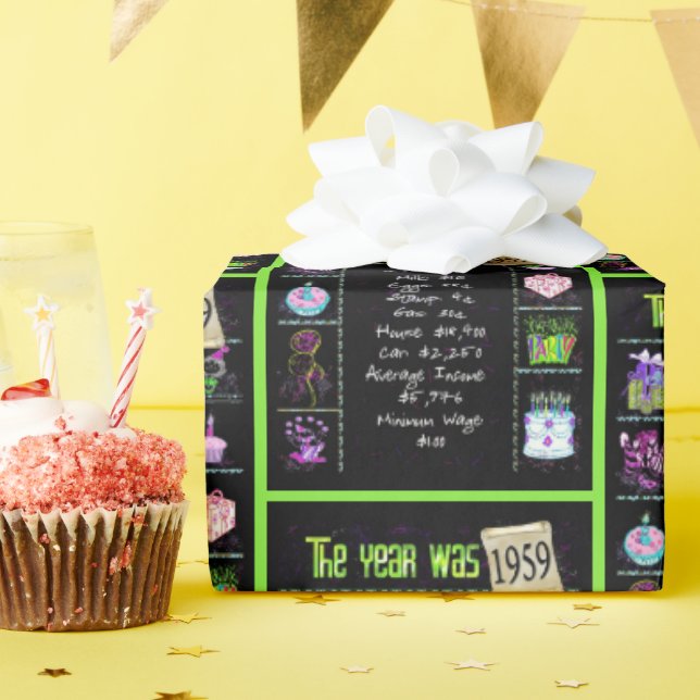 Papel De Presente Trivia do Ano Aniversário de 1959 (Festa de aniversário)