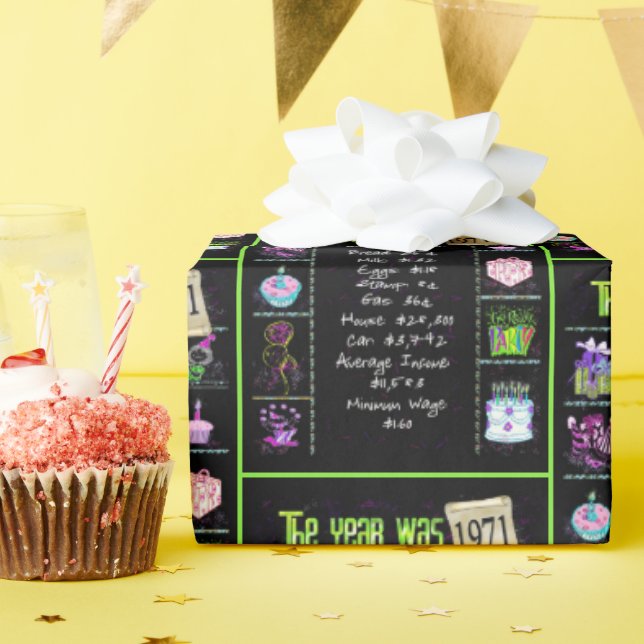 Papel De Presente Trivia do Ano Aniversário de 1971 (Festa de aniversário)