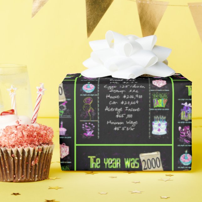 Papel De Presente Trivia do Ano Aniversário de 2000 (Festa de aniversário)