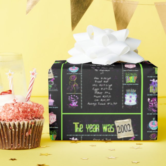 Papel De Presente Trivia do Ano Aniversário de 2002 (Festa de aniversário)