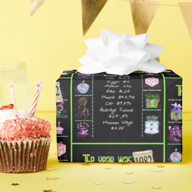 Papel De Presente Trivia do Ano de Aniversário de 1982 (Festa de aniversário)