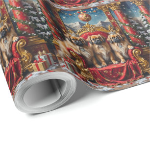 Papel De Presente Trono Imperial de Natal Pekingese Festa