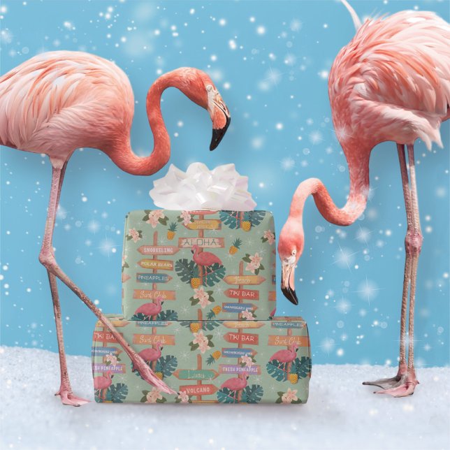 Papel De Presente Tropical Flamingo Winter (Criador carregado)