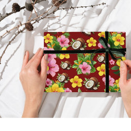 Papel De Presente Tropical Floral