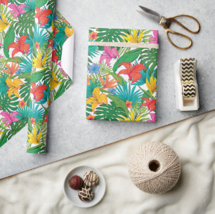Papel De Presente Tropical Floral Party