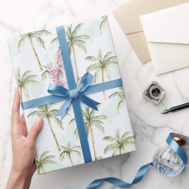 Papel De Presente Tropical Palm Trees Wedding (Presentear)