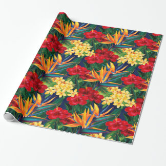 Papel De Presente Tropical Paraísa Havaiana Floral Allover Impressão