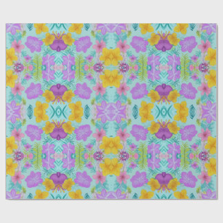 Papel De Presente Tropical Summer Floral Pattern - Bright Hibiscus 