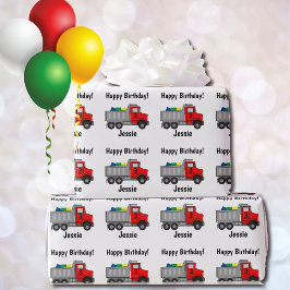 Papel De Presente Truck Personalize o nome do garoto Idade Feliz Ani
