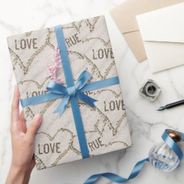 Papel De Presente True Love Beach Hearts com Starfish