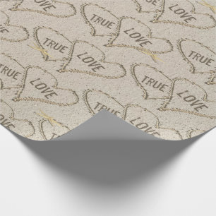 Papel De Presente True Love Beach Hearts com Starfish