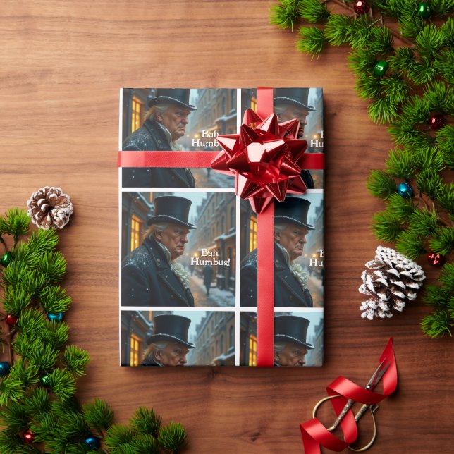 Papel De Presente Trump Bah Humbug (Presente de Natal)