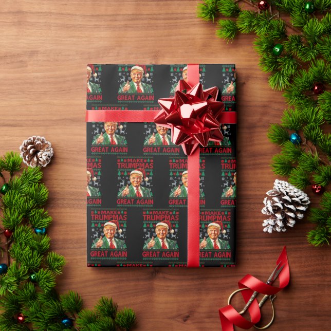 Papel De Presente Trump Christmas Gift Wrap, Donald Trump Christmas (Presente de Natal)