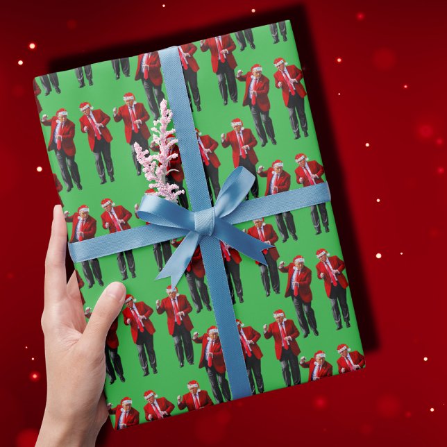 Papel De Presente Trump Dance | Trump Santa Hat Claus Dance (Criador carregado)