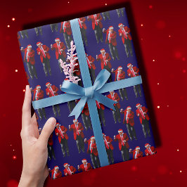 Papel De Presente Trump Santa Hat Dance Christmas | Trump Dance Blue