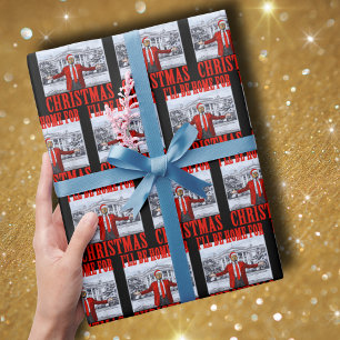 Papel De Presente Trump Santa Hat Eu estarei em casa no Natal