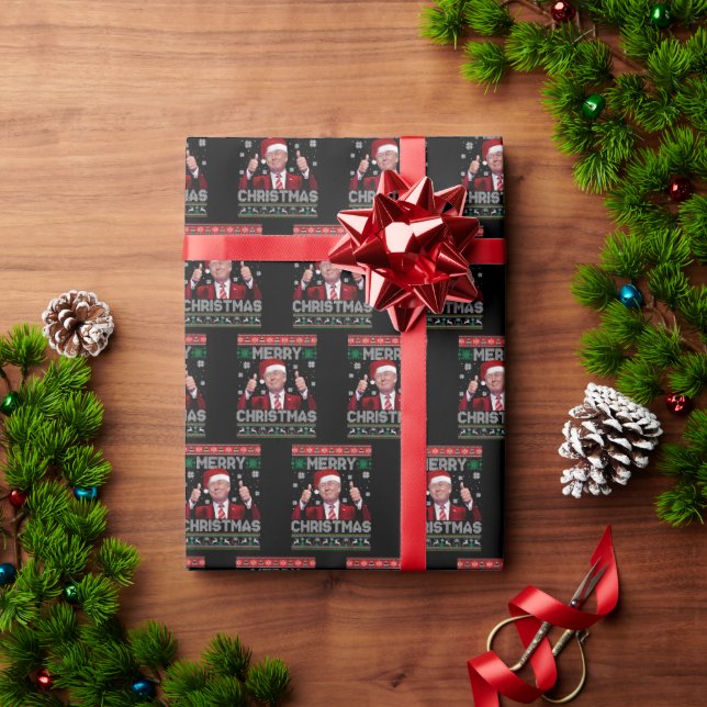 Papel De Presente Trump Santa Hat Feliz Natal Ugly Sweater (Presente de Natal)