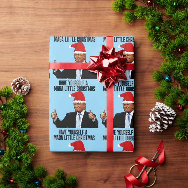 PAPEL DE PRESENTE TRUMP SANTA HAT, MAGA PEQUENO NATAL (Presente de Natal)
