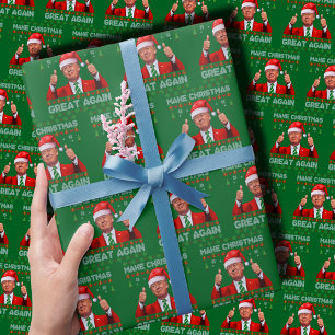 Papel De Presente Trump Santa Hat Tornar o Excelente de Natal nova