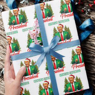 Papel De Presente Trump Santa Hat Wrap   Papai noel Presidente Favor