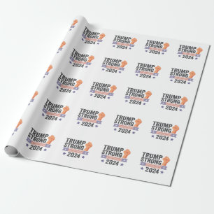 Papel De Presente Trump Strong 2024 Eleição Patriótica de Bandeira A