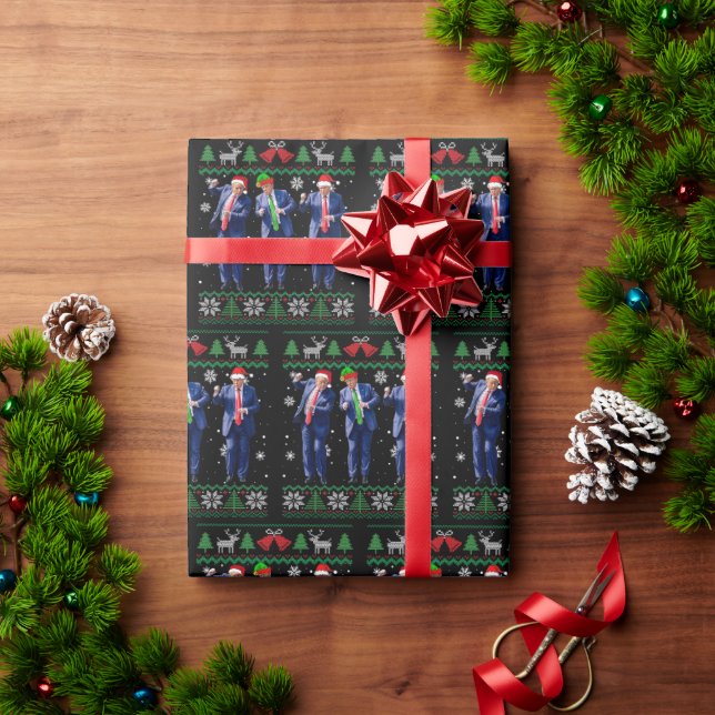 Papel De Presente Trump Wraps Paper Natal Engraçado Dança de Trump (Presente de Natal)