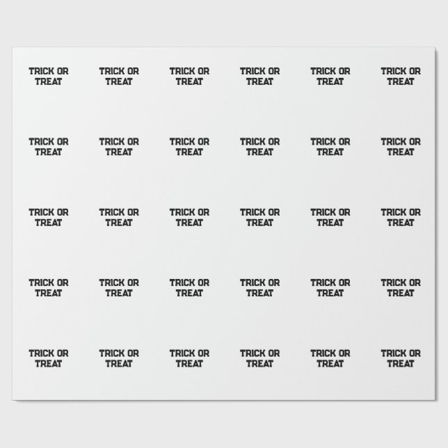 Papel De Presente Truque ou. Trate o Halloween mimado preto simples  (Aberto)