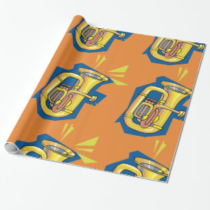 Papel De Presente Tuba Instrumento de Metal Música Brilhante Banda