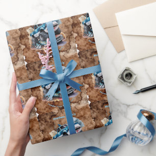 Papel De Presente Tubarão Caminhão Monstro Menino Aniversário Borrif