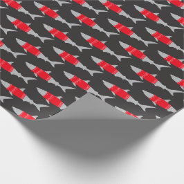 Papel De Presente Tubarões de Natal em Saltadores Festivos Feios