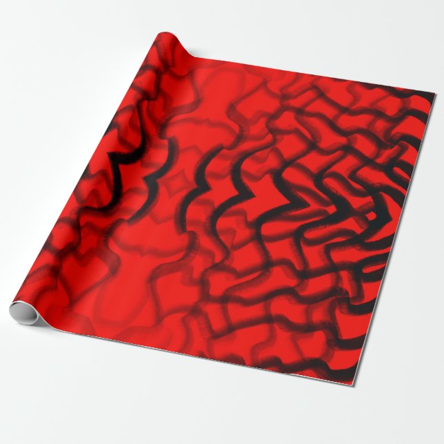 Papel De Presente Tubular Preto E Tubo Vermelho (Desenrolado)
