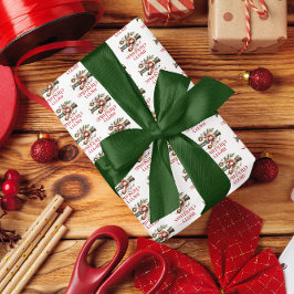 Papel De Presente Tucracker Feliz Natal Red Retro Typografia