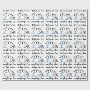 Papel De Presente Tudo Bem Estou Bem Tudo Está Bem Palhaço de Neve E