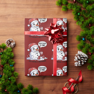 Papel De Presente Tudo Está Bem Apenas Tendo um Boneco de Neve Derre
