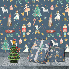 Papel De Presente Tudo Nutcracker Natal Azul