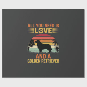 Papel De Presente Tudo Que Você Precisa É Amor Golden Retriever