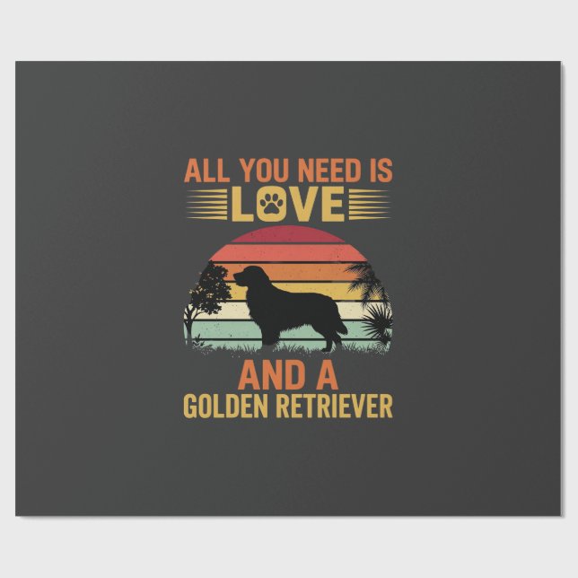 Papel De Presente Tudo Que Você Precisa É Amor Golden Retriever (Aberto)