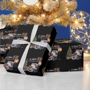 Papel De Presente Tudo Reservado para o Natal Gata Literata Leitura 